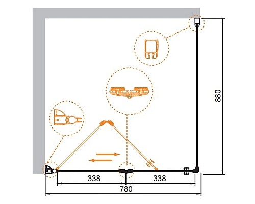 Приобрести Душевой уголок Cezares Elena 80x90 см текстурное стекло ELENA-W-ASH-1-80/90-P-Cr-L в магазине сантехники Santeh-Crystal.ru