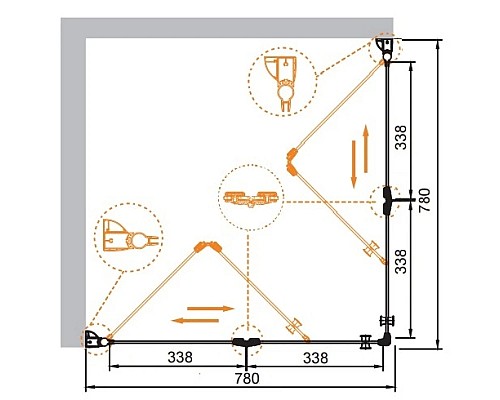 Купить Душевой уголок Cezares Elena 80x80 см текстурное стекло ELENA-W-AS-2-80-P-Cr в магазине сантехники Santeh-Crystal.ru