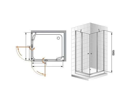 Приобрести Душевой уголок Cezares Elena 120x90 см текстурное стекло ELENA-W-AH-2-120/90-P-Cr-R в магазине сантехники Santeh-Crystal.ru