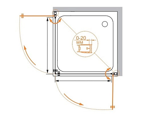 Приобрести Душевой уголок Cezares Elena 70x70 см прозрачное стекло ELENA-W-A-2-70-C-Cr в магазине сантехники Santeh-Crystal.ru