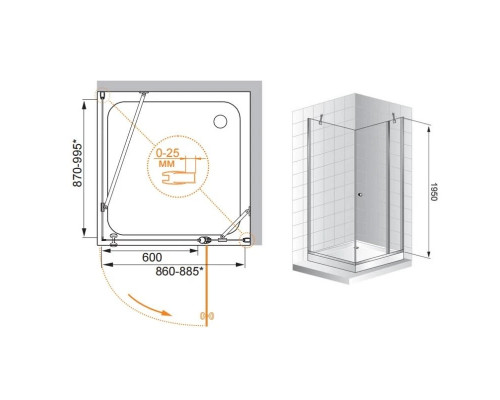 Приобрести Душевой уголок Cezares Triumph 90x90 см прозрачное стекло TRIUMPH-D-A-12-90-C-Cr-L в магазине сантехники Santeh-Crystal.ru