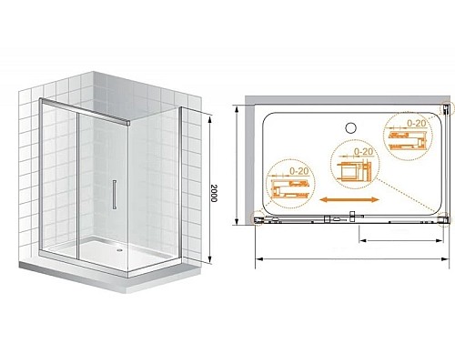 Приобрести Душевой уголок Cezares Premier-Soft 140x80 см прозрачное стекло PREMIER-SOFT-W-AH-1-140/80-C-Cr-IV в магазине сантехники Santeh-Crystal.ru