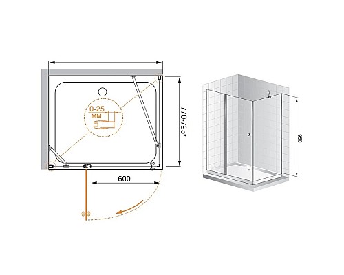 Заказать Душевой уголок Cezares Triumph 100x80 см прозрачное стекло TRIUMPH-D-AH-1-100/80-C-Cr-L в магазине сантехники Santeh-Crystal.ru