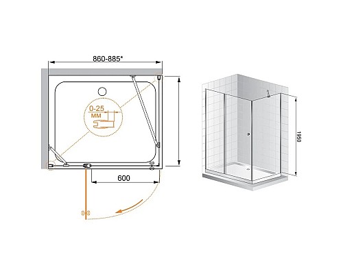 Купить Душевой уголок Cezares Triumph 90x100 см прозрачное стекло TRIUMPH-D-AH-1-90/100-C-Cr-L в магазине сантехники Santeh-Crystal.ru