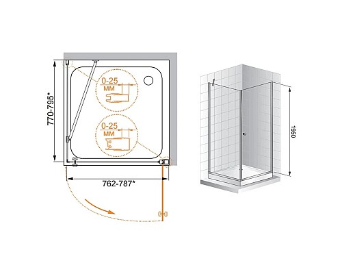 Купить Душевой уголок Cezares Triumph 80x80 см прозрачное стекло TRIUMPH-D-A-1-80-C-Cr-L в магазине сантехники Santeh-Crystal.ru