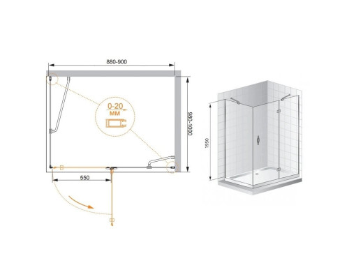Купить Душевой уголок Cezares Bergamo 90x100 см прозрачное стекло BERGAMO-W-AH-1-90/100-C-Cr-R в магазине сантехники Santeh-Crystal.ru