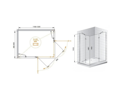 Заказать Душевой уголок Cezares Bergamo 120x90 см текстурное стекло BERGAMO-W-AH-2-120/90-P-Cr-L в магазине сантехники Santeh-Crystal.ru