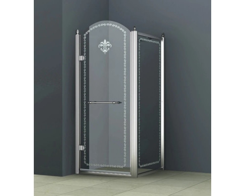 Купить Душевой уголок Cezares Retro 90x100 см прозрачное c матовым узором RETRO-A-AH-1-90/100-CP-Cr-L в магазине сантехники Santeh-Crystal.ru
