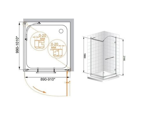 Купить Душевой уголок Cezares Retro 90x100 см прозрачное c матовым узором RETRO-A-AH-1-90/100-CP-Cr-L в магазине сантехники Santeh-Crystal.ru