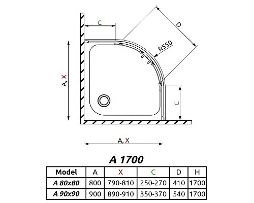 Заказать Душевой уголок Radaway Premium Plus A 80×80 30411-01-08N коричневое в магазине сантехники Santeh-Crystal.ru