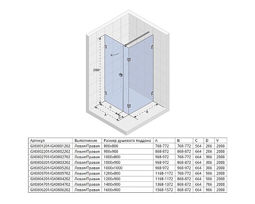 Заказать Душевой уголок 157,2х87,2 см Riho Scandic X204 L G001097120 прозрачное в магазине сантехники Santeh-Crystal.ru