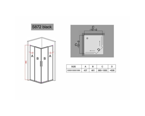 Приобрести Душевой уголок 100х100 см Black & White Stellar Wind 8721010 прозрачное в магазине сантехники Santeh-Crystal.ru