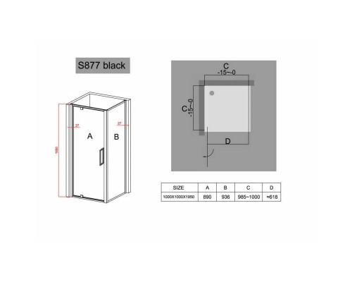 Заказать Душевой уголок 100х100 см Black & White Stellar Wind 8771010 прозрачное в магазине сантехники Santeh-Crystal.ru