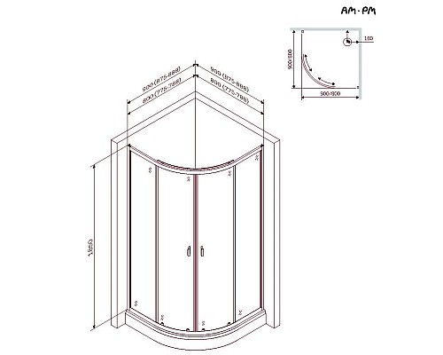 Купить Душевой уголок без поддона 80x80 см AM.PM X-Joy W88G-205-080MT прозрачное в магазине сантехники Santeh-Crystal.ru