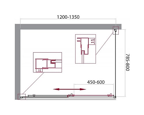 Приобрести Душевой уголок 120-135x80 см BelBagno UNIQUE-AH-1-120/135-80-M-Cr матовое в магазине сантехники Santeh-Crystal.ru