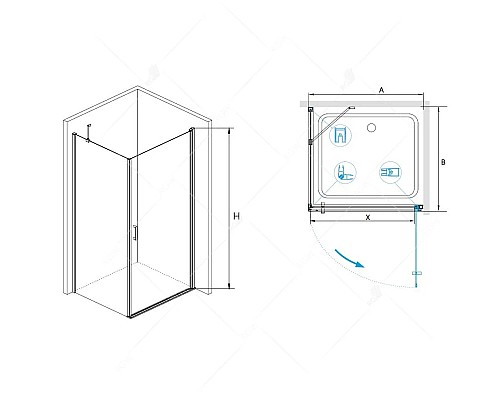 Заказать Душевой уголок 60х88,9 см RGW LE-34 (LE-03+Z-14) Leipzig 06123469-11 прозрачное в магазине сантехники Santeh-Crystal.ru