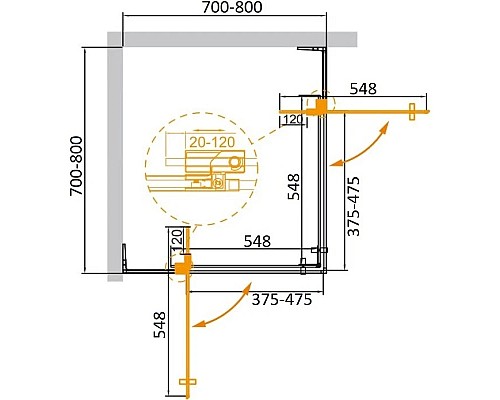 Купить Душевой уголок 70-80х70-80 см Cezares SLIDER-A-2-70/80-BR-Cr бронза в магазине сантехники Santeh-Crystal.ru