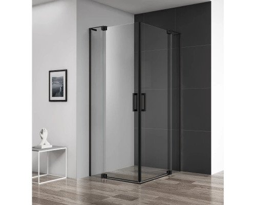 Купить Душевой уголок 70-80х70-80 см Cezares SLIDER-A-2-70/80-C-NERO прозрачное в магазине сантехники Santeh-Crystal.ru