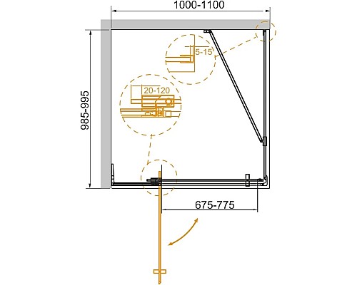 Заказать Душевой уголок 100-110х99,5 см Cezares SLIDER-AH-1-100-100/110-BR-Cr бронза в магазине сантехники Santeh-Crystal.ru