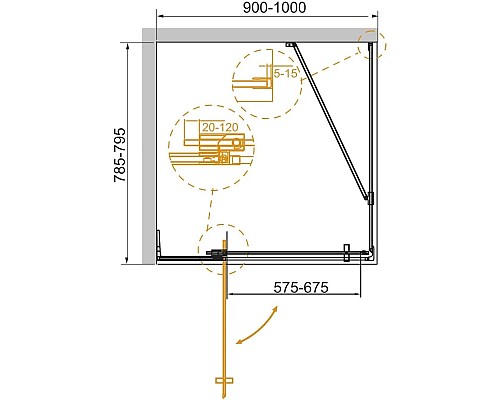 Купить Душевой уголок 90-100х79,5 см Cezares SLIDER-AH-1-80-90/100-C-NERO прозрачное в магазине сантехники Santeh-Crystal.ru