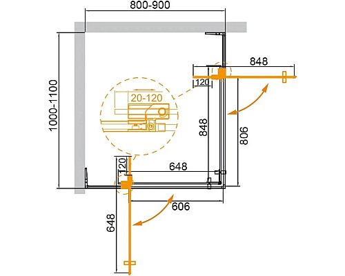 Приобрести Душевой уголок 100-110х80-90 см Cezares SLIDER-AH-2-80/90-100/110-BR-Cr бронза в магазине сантехники Santeh-Crystal.ru