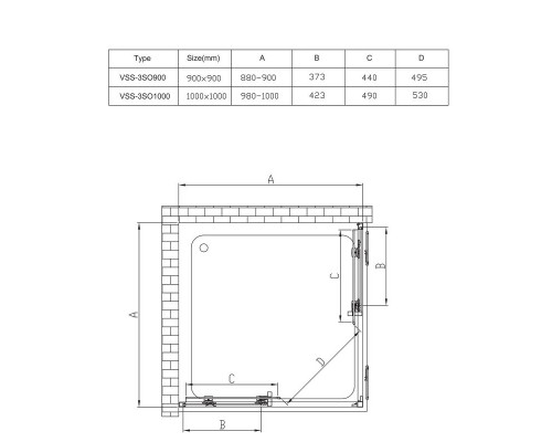Душевой уголок 90x90 см Vincea Soft VSS-3SO900CLB прозрачное