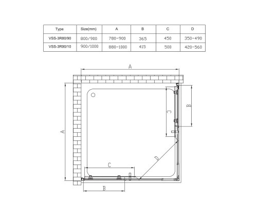 Душевой уголок 90-100x90-100 см Vincea Rapid VSS-3R90/10CL прозрачное