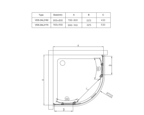 Душевой уголок 80x80 см Vincea Alpha VSQ-3AL800CL прозрачное