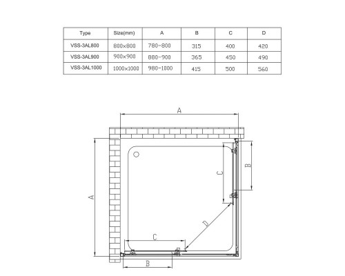 Душевой уголок 80x80 см Vincea Alpha VSS-3AL800MT текстурное