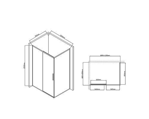 Душевой уголок 119x89 см Vincea Slim-U VSR-2SU9012CL прозрачное