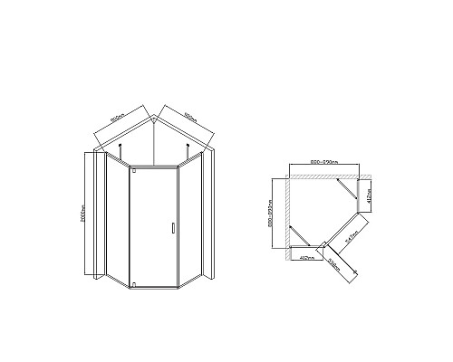 Душевой уголок 89x89 см Vincea Slim-U VSP-2SU900CLB прозрачное