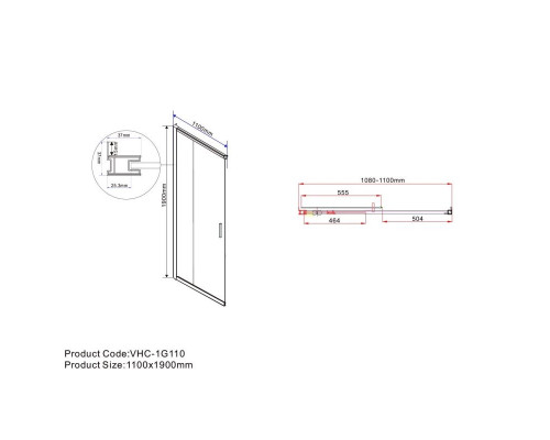 Душевой уголок 110x80 см Vincea Garda VSS-1G8011CH шиншилла