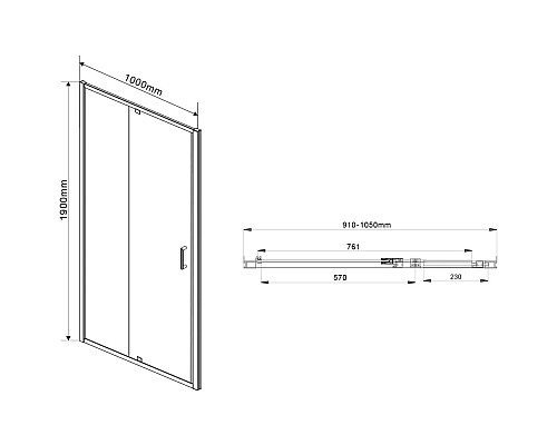 Душевой уголок 91,6-105x90 см Vincea Intra VSR-1I901090CH шиншилла