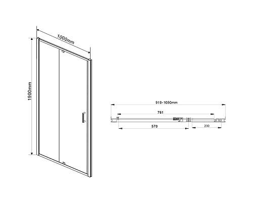 Душевой уголок 91,6-105x80 см Vincea Intra VSR-1I901080CL прозрачное