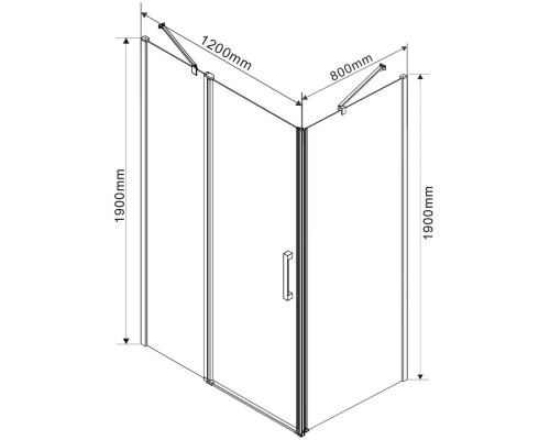 Душевой уголок 118,6x79 см Vincea Orta VSR-1O8012CL прозрачное