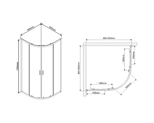 Душевой уголок 90x90 см Vincea Scala VSQ-2SC900CL прозрачное