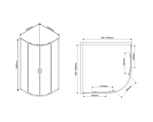 Душевой уголок 100x100 см Vincea Scala VSQ-2SC100CL прозрачное