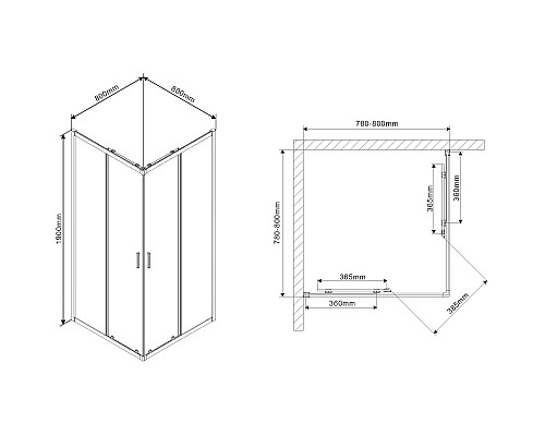 Душевой уголок 80x80 см Vincea Scala VSS-2SC800CL прозрачное