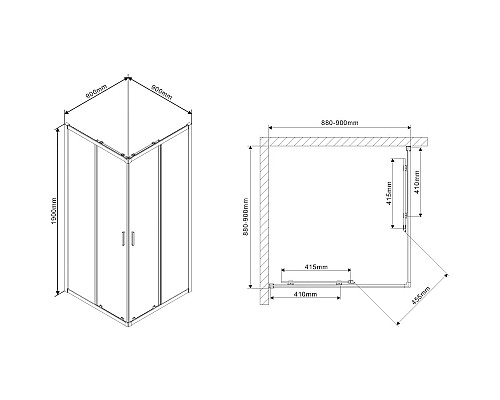 Душевой уголок 90x90 см Vincea Scala VSS-2SC900CL прозрачное