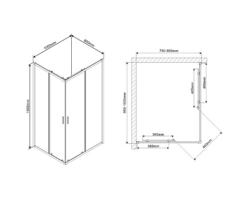 Душевой уголок 100x80 см Vincea Scala VSS-2SC8010CL прозрачное