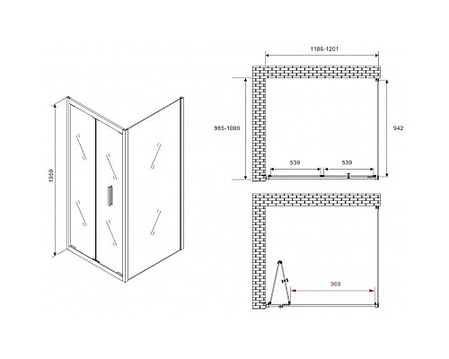 Купить Душевой уголок 120х100 см Abber Sonnenstrand AG07120B-S100B прозрачное в магазине сантехники Santeh-Crystal.ru