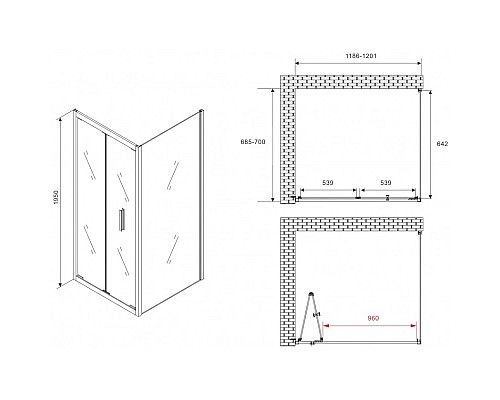 Купить Душевой уголок 120х70 см Abber Sonnenstrand AG07120B-S70B прозрачное в магазине сантехники Santeh-Crystal.ru