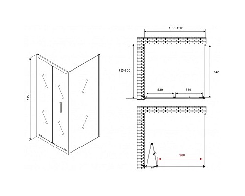 Заказать Душевой уголок 120х80 см Abber Sonnenstrand AG07120B-S80B прозрачное в магазине сантехники Santeh-Crystal.ru