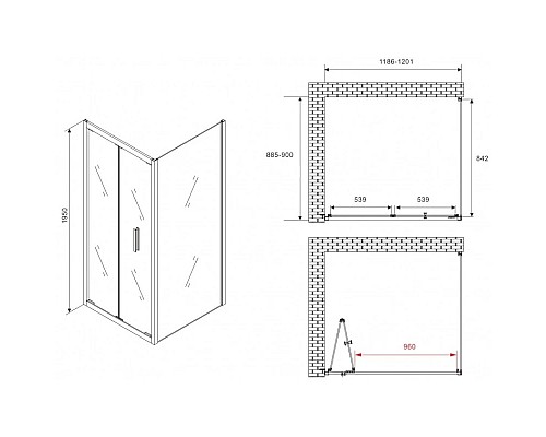 Купить Душевой уголок 120х90 см Abber Sonnenstrand AG07120B-S90B прозрачное в магазине сантехники Santeh-Crystal.ru