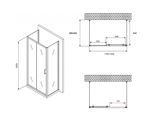 Купить Душевой уголок 120х60 см Abber Schwarzer Diamant AG30120B-S60B-S60B прозрачное в магазине сантехники Santeh-Crystal.ru