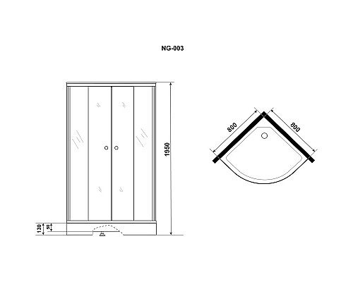 Заказать Душевой уголок с поддоном 80х80х195 см Niagara NG-003-14T тонированное в магазине сантехники Santeh-Crystal.ru