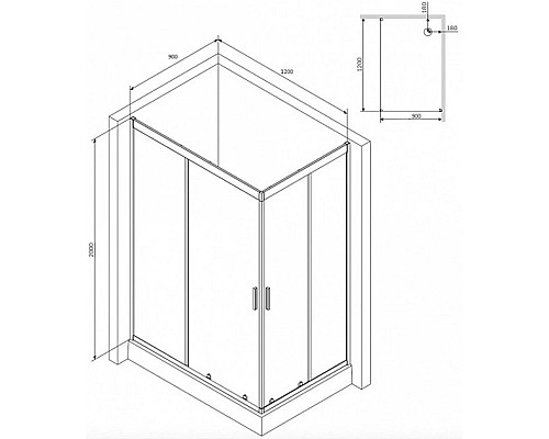 Приобрести Душевой уголок 120х90 см Am.Pm Gem W90G-404-120290-BT прозрачное в магазине сантехники Santeh-Crystal.ru