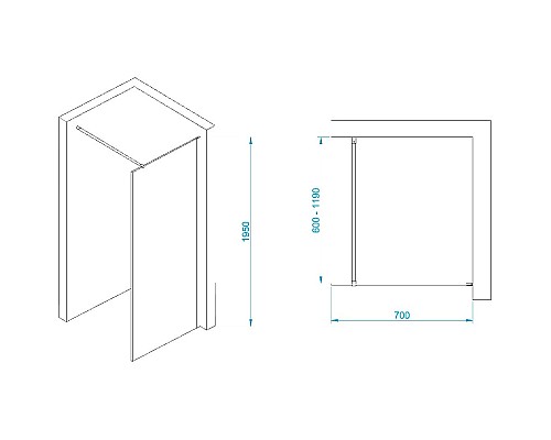 Купить Неподвижная перегородка 70 см RGW WA-002W Walk-in 35100207-15 прозрачное в магазине сантехники Santeh-Crystal.ru