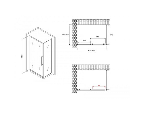 Купить Душевой уголок 110х100 см Abber Schwarzer Diamant AG30110BMH-S100BM матовое в магазине сантехники Santeh-Crystal.ru