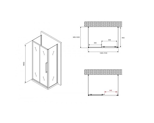 Купить Душевой уголок 110х100 см Abber Schwarzer Diamant AG30110BMH-S100BM-S100BM матовое в магазине сантехники Santeh-Crystal.ru